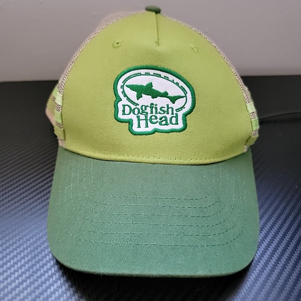 Dogfish Head Mens Snapback Hat/Cap - Green & Beige - Mesh Adjustable